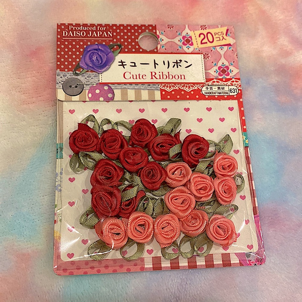 💐FREE W/ ANY PURCHASE! 20 pcs silky red/pink roses appliqué for crafting
